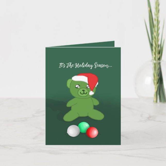 Cute Teddy Themed Christmas Card (Front)