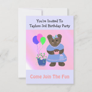 Cute Teddybear Birthday Invitation