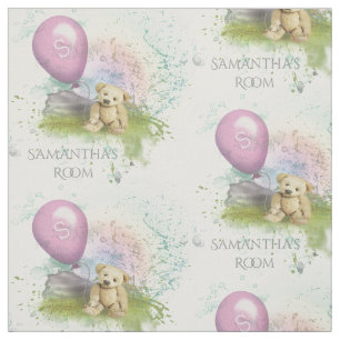 Cute Teddy's Pink Balloon Baby Girl Nursery Fabric