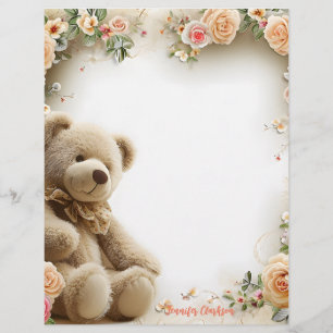 Cute Tedyy Bear 5.5" x 6" Notepad - 40 pages Custom Letterhead
