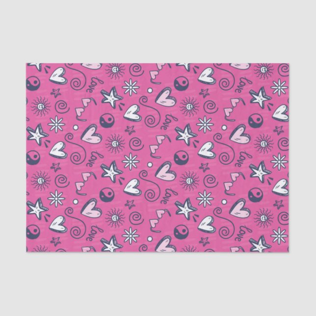 Cute Teen Love Doodle Pattern Valentine's Day Tissue Paper (Front)
