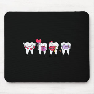 Cute Teeth Heart Valentines Dental Hygienist Denti Mouse Mat