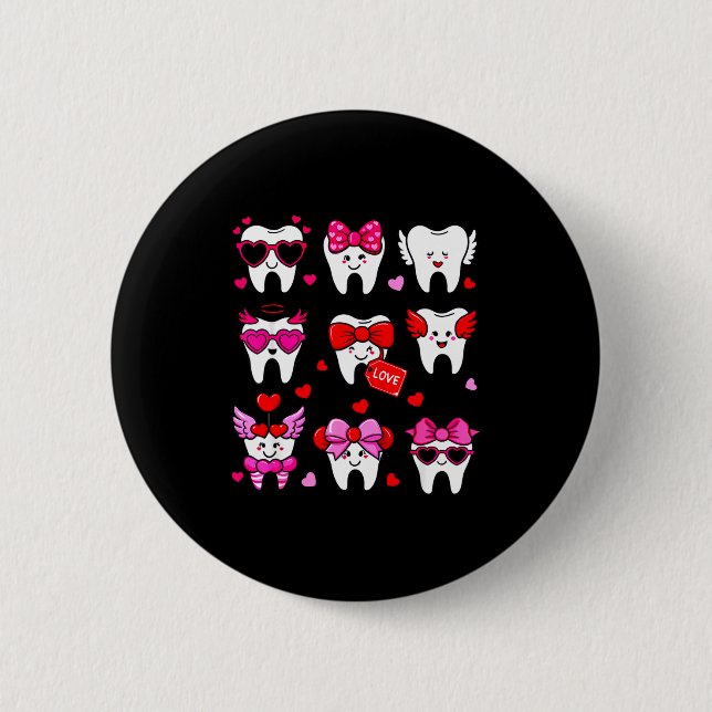 Cute Teeth Love Valentine's Day Dental  6 Cm Round Badge (Front)