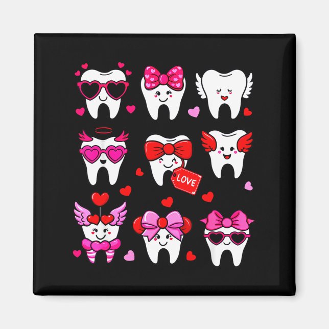 Cute Teeth Love Valentine's Day Dental  Magnet (Front)