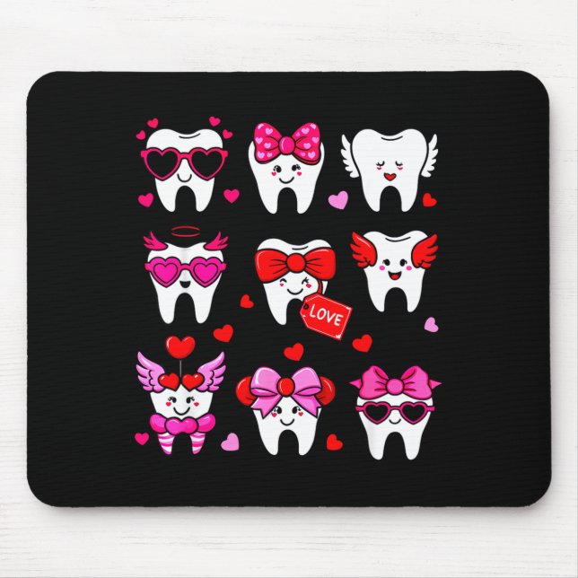 Cute Teeth Love Valentine's Day Dental  Mouse Mat (Front)