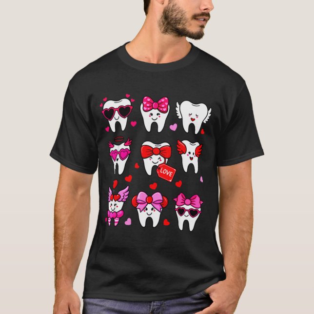 Cute Teeth Love Valentine's Day Dental  T-Shirt (Front)