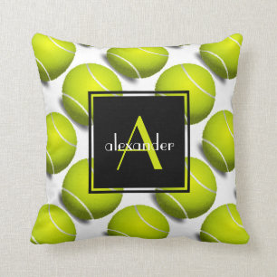 Cute Tennis Balls w Initial & Name, Customised Cushion