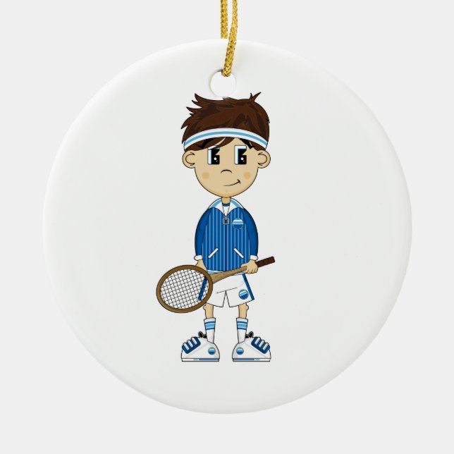 Cute Tennis Boy Ornament (Front)