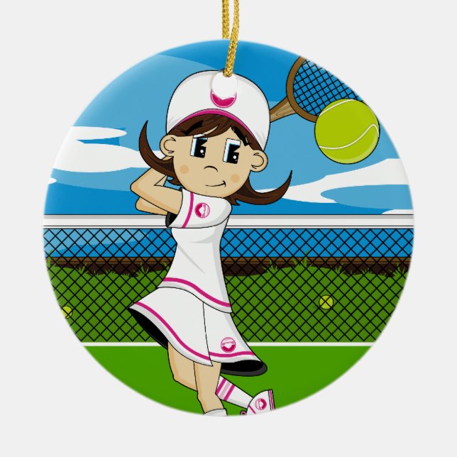 Cute Tennis Girl Ornament (Front)