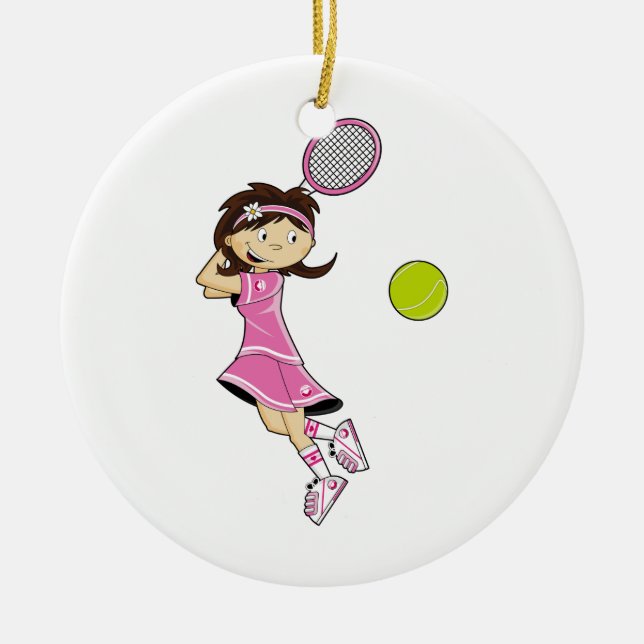 Cute Tennis Girl Ornament (Front)