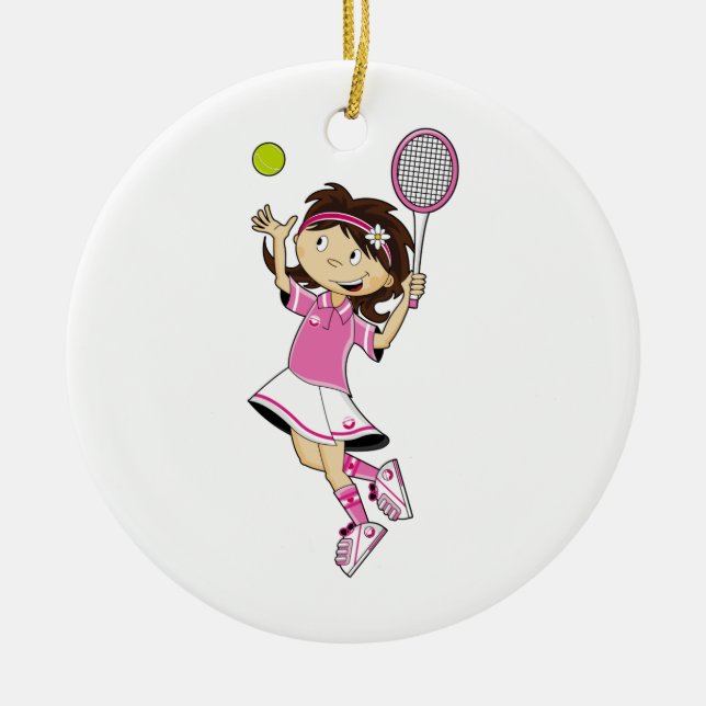 Cute Tennis Girl Ornament (Front)