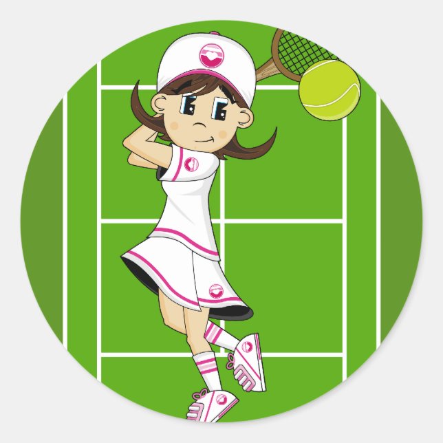 Cute Tennis Girl Sticker (Front)