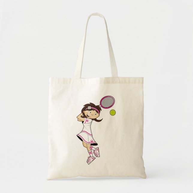 Cute Tennis Girl Tote Bag (Front)