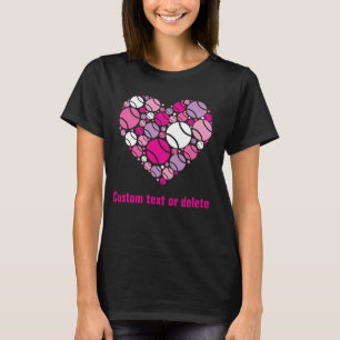 💜🤍❤ Cute tennis heart, black T-Shirt