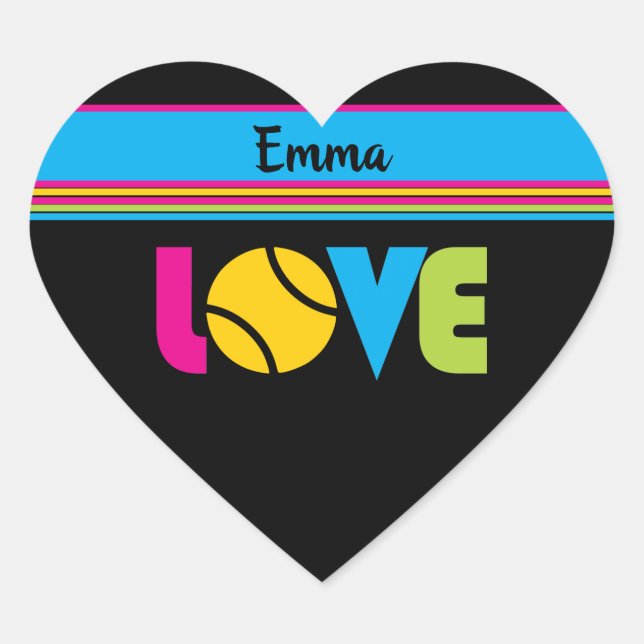 Cute Tennis  LOVE - custom name   Heart Sticker (Front)