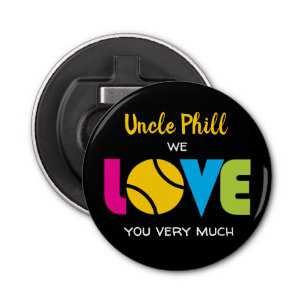 Cute Tennis LOVE - custom text Round Bottle Opener