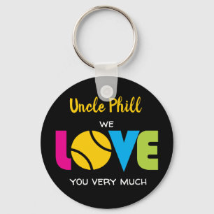 Cute Tennis  LOVE - custom text Round  Keychain