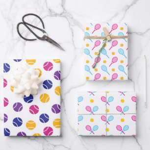 Cute tennis motifs on  wrapping paper sheet