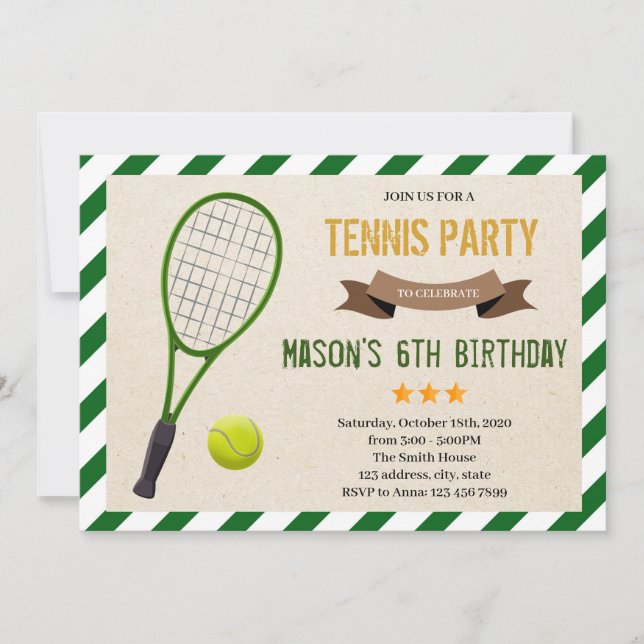 Cute tennis party Invitation (Front)
