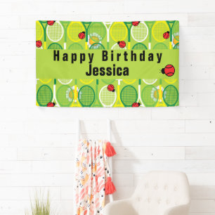 Cute tennis rackets with ladybirds banner