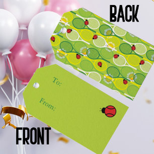 Cute tennis rackets with ladybirds gift tags