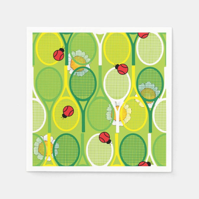 Cute tennis rackets with ladybirds napkin (Front)