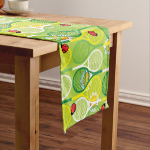 Cute tennis rackets with ladybirds short table runner