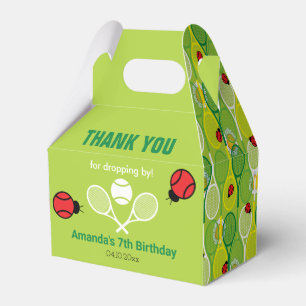 Cute tennis rackets with ladybirds, THANK YOU Favour Box
