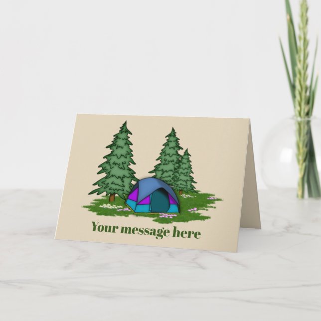Cute tent camping add message card (Front)