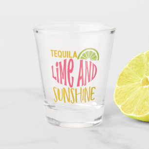 Cute Tequila Lime & Sunshine Typography Shot Glass