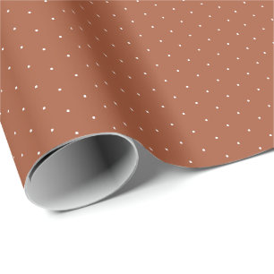 Cute terracotta white tiny polka dots pattern chic wrapping paper