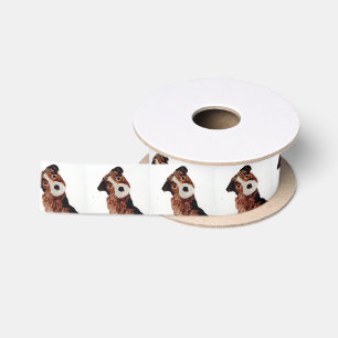 Cute Terrier Dog Art Satin Ribbon
