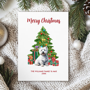Cute Terrier Personalised Dog Family Christmas Holiday Card