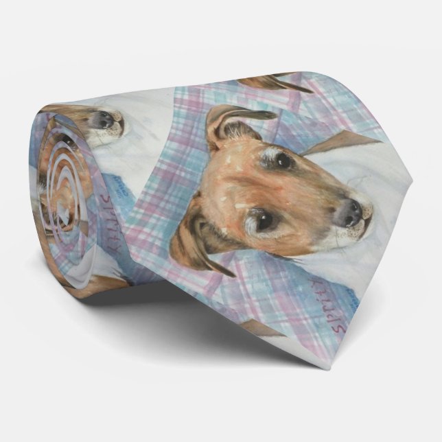 CUTE TERRIER PET DOG FUN NECK TIE (Rolled)