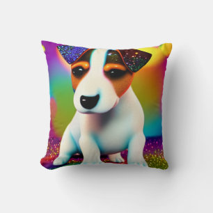 Cute Terrier Puppy Sparkle Close-Up Cushion