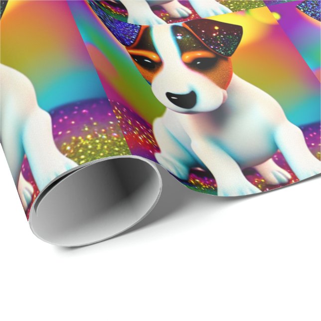 Cute Terrier Puppy Sparkle Close-Up  Wrapping Paper (Roll Corner)