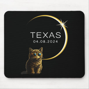 Cute Texas Total Solar Eclipse Cat Mouse Mat