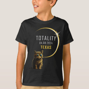 Cute Texas Total Solar Eclipse Cat T-Shirt