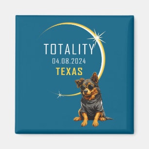 Cute Texas Total Solar Eclipse Dog Magnet