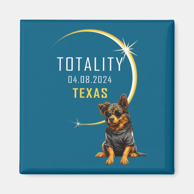 Cute Texas Total Solar Eclipse Dog Magnet (Front)