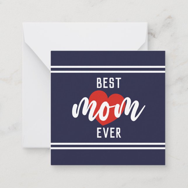 Cute Text Best Mum Ever With Heart  Card (Back)