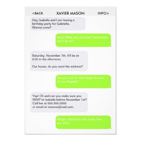 cute text message party invitation zazzle co uk party invitations message