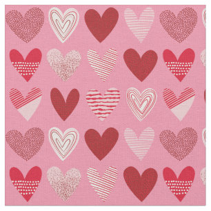 Cute Textured Hearts on pink Fabric