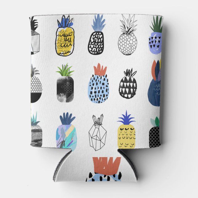Cute textured pineapples, vintage collection. can cooler (Front)