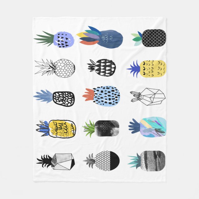 Cute textured pineapples, vintage collection. fleece blanket (Front)
