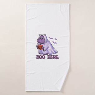 Cute Thai Baby Hippo Moo Deng Boo Deng ghost Hallo Bath Towel