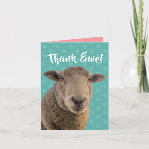 Cute Thank "Ewe" Card Featuring A Ewe