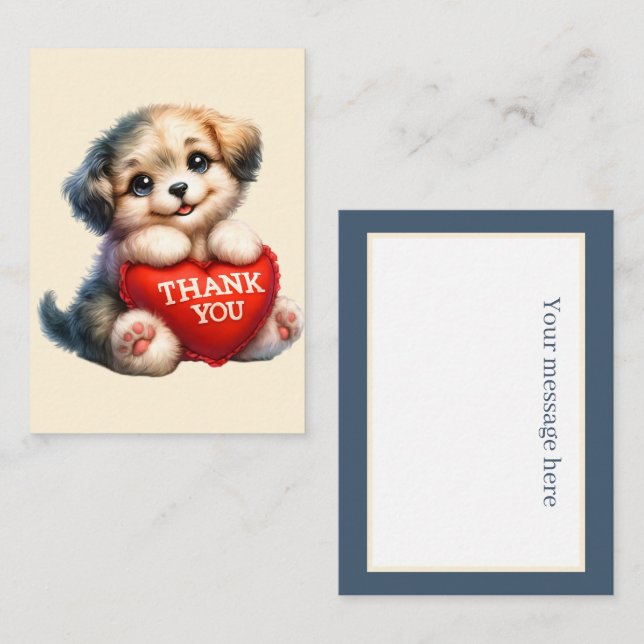 Cute thank you add message puppy card (Front/Back)