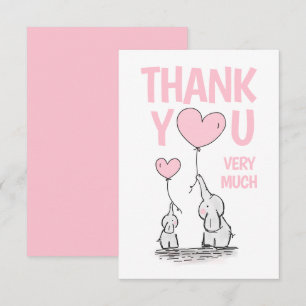 Cute THANK YOU Baby Shower Elephant Pink BLANK