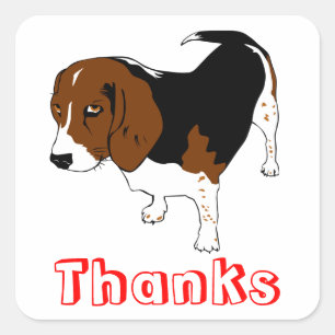 Cute Thank You Beagle Puppy Dog Greeting Stickers